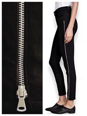 PAIGE Twisted Seam Leg Zipper Moto High Waist Margot Jean Black Shadow size 32